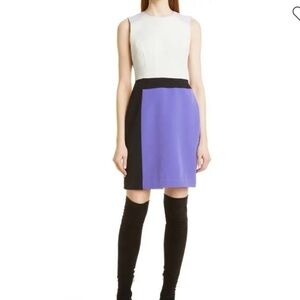 NWOT Toccin Colorblock Sleeveless Sheath Dress in Lavender Black size 0 reg $475